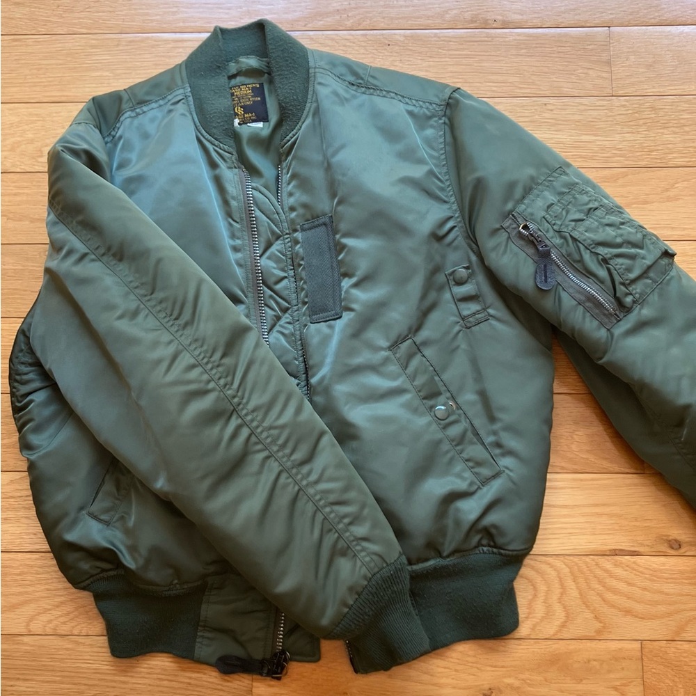 Vintage Olive Bomber Jacket